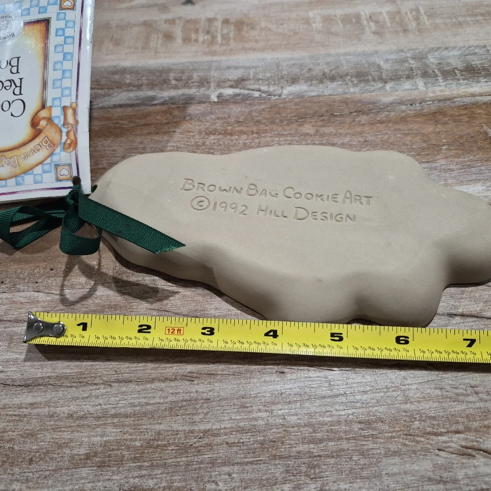 Vintage 1992 Hill Design Stoneware Style Cookie Mold with Girl and Bunny+ Recipe